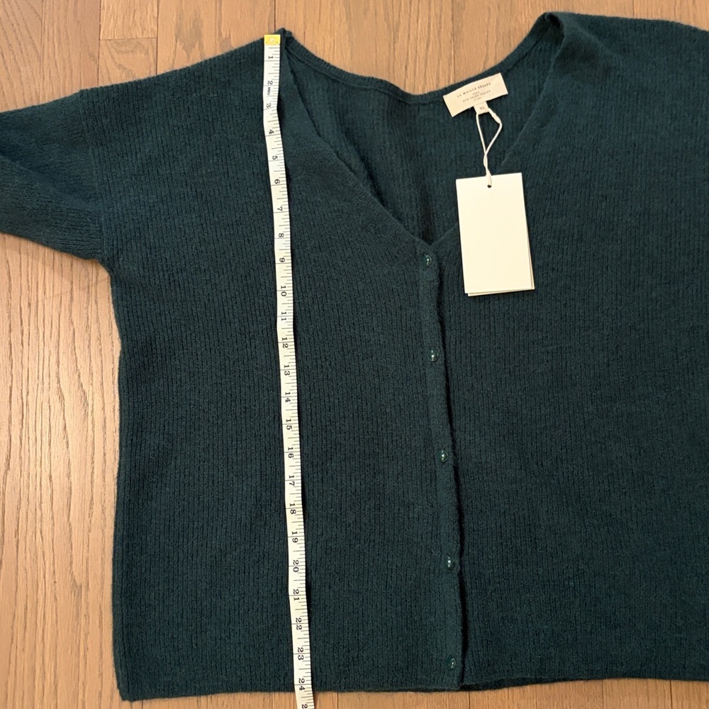 Sezane Deep Forest Green V-Neck Button Cardigan - Picture 10 of 10
